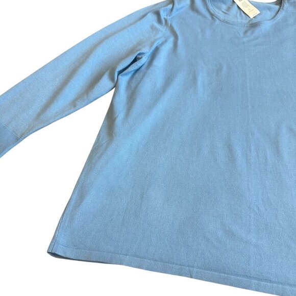 Chico's Pullover Sweater Crew Neck Button Sleeves Songbird Blue Size 4 XL NWT - Picture 6 of 9